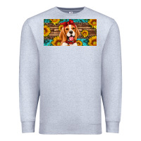 Heather Grey beagle with sunflowers license plate Premium Sweatshirt - Artiststas
