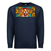 Navy beagle with sunflowers license plate Premium Sweatshirt - Artiststas
