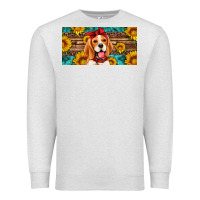 Oatmeal Heather beagle with sunflowers license plate Premium Sweatshirt - Artiststas