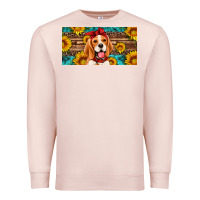 Pale Pink beagle with sunflowers license plate Premium Sweatshirt - Artiststas