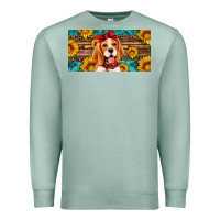 Seafoam beagle with sunflowers license plate Premium Sweatshirt - Artiststas