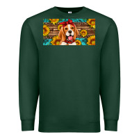 Sports Green beagle with sunflowers license plate Premium Sweatshirt - Artiststas