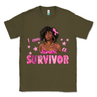 Army Green I Am a Survivor Breast Cancer with Afro Woman Classic Tee - texasbilliewilder