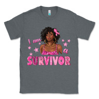 Charcoal Heather I Am a Survivor Breast Cancer with Afro Woman Classic Tee - texasbilliewilder