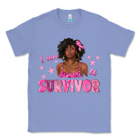 Colony Blue I Am a Survivor Breast Cancer with Afro Woman Classic Tee - texasbilliewilder