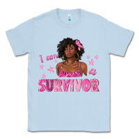 Dusty Blue I Am a Survivor Breast Cancer with Afro Woman Classic Tee - texasbilliewilder
