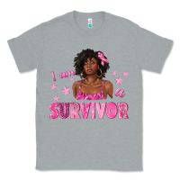 Heather Grey I Am a Survivor Breast Cancer with Afro Woman Classic Tee - texasbilliewilder