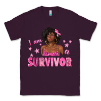 Plum I Am a Survivor Breast Cancer with Afro Woman Classic Tee - texasbilliewilder