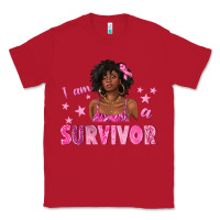 Red I Am a Survivor Breast Cancer with Afro Woman Classic Tee - texasbilliewilder