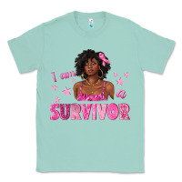 Seafoam I Am a Survivor Breast Cancer with Afro Woman Classic Tee - texasbilliewilder