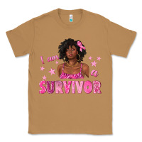 Toasted Coconut I Am a Survivor Breast Cancer with Afro Woman Classic Tee - texasbilliewilder