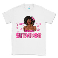 White I Am a Survivor Breast Cancer with Afro Woman Classic Tee - texasbilliewilder