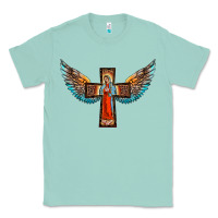 Seafoam our lady of guadalupe cross with wings Classic Tee - BarkalooDesign