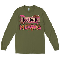 Army Green football mama with leopard Long Sleeve Tee - Zillion Design Studio