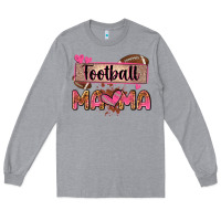 Heather Grey football mama with leopard Long Sleeve Tee - Zillion Design Studio