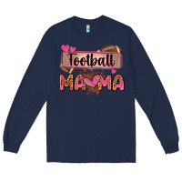 Navy football mama with leopard Long Sleeve Tee - Zillion Design Studio