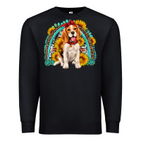 Black beagle turquoise and sunflowers rainbow Premium Sweatshirt - Artiststas
