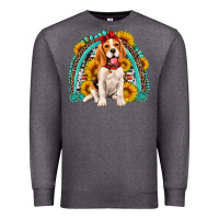 Charcoal Heather beagle turquoise and sunflowers rainbow Premium Sweatshirt - Artiststas