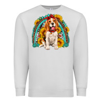 Dove Grey beagle turquoise and sunflowers rainbow Premium Sweatshirt - Artiststas