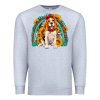 Heather Grey beagle turquoise and sunflowers rainbow Premium Sweatshirt - Artiststas