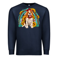 Navy beagle turquoise and sunflowers rainbow Premium Sweatshirt - Artiststas