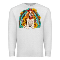 Oatmeal Heather beagle turquoise and sunflowers rainbow Premium Sweatshirt - Artiststas