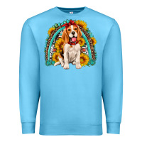 Ocean Blue beagle turquoise and sunflowers rainbow Premium Sweatshirt - Artiststas
