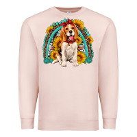 Pale Pink beagle turquoise and sunflowers rainbow Premium Sweatshirt - Artiststas