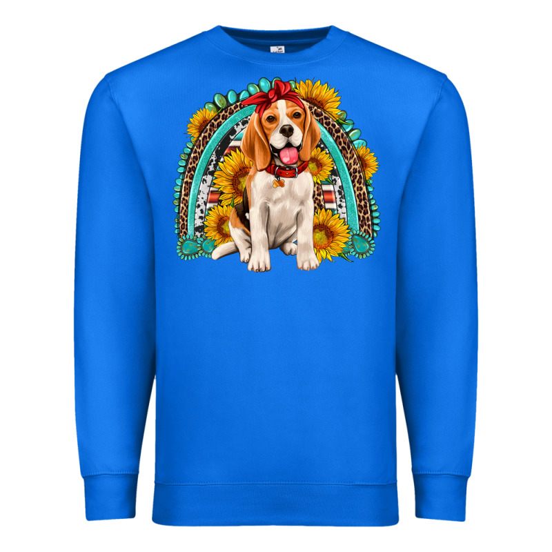 Beagle Turquoise And Sunflowers Rainbow Premium Sweatshirt by Artiststas | Teevron