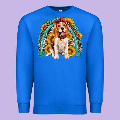 Beagle Turquoise And Sunflowers Rainbow Premium Sweatshirt Designed By Artiststas