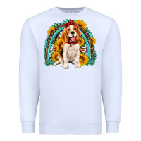 White beagle turquoise and sunflowers rainbow Premium Sweatshirt - Artiststas