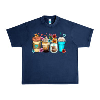 Navy flowers with coffee Urban Heavy Tee - Zillion Design Studio
