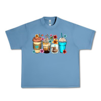 Pebble Blue flowers with coffee Urban Heavy Tee - Zillion Design Studio