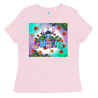 Bubblegum Pink ohana stitch Ladies Tee - AdoDesignShop