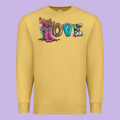 Valentines Day Love And Boots Premium Sweatshirt Designed By Adodesignshop