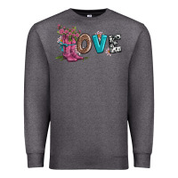 Charcoal Heather valentines day love and boots Premium Sweatshirt - AdoDesignShop