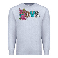Heather Grey valentines day love and boots Premium Sweatshirt - AdoDesignShop