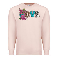 Pale Pink valentines day love and boots Premium Sweatshirt - AdoDesignShop