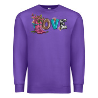 Purple valentines day love and boots Premium Sweatshirt - AdoDesignShop