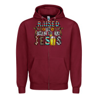 Burgundy raised on sweet and tea jesus Zipper Hoodie - CowhideDigitalArt