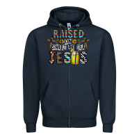 Navy raised on sweet and tea jesus Zipper Hoodie - CowhideDigitalArt