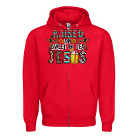 Red raised on sweet and tea jesus Zipper Hoodie - CowhideDigitalArt