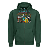 Sports Green raised on sweet and tea jesus Zipper Hoodie - CowhideDigitalArt