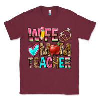 Burgundy wife mom teacher Classic Tee - Zillion Design Studio