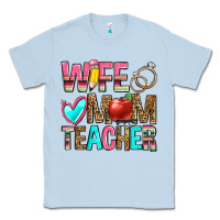 Dusty Blue wife mom teacher Classic Tee - Zillion Design Studio