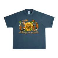 Midnight Navy With god all things are possible with sunflower Urban Heavy Tee - texasbilliewilder