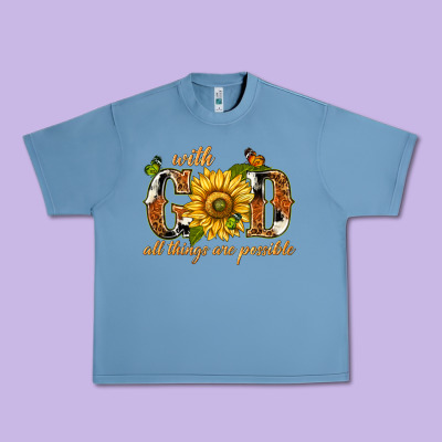Urban Heavy Tee With god all things are possible with sunflower