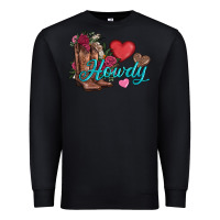 Black valentines day howdy and boots Premium Sweatshirt - AdoDesignShop