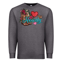Charcoal Heather valentines day howdy and boots Premium Sweatshirt - AdoDesignShop