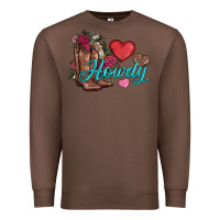 Chestnut valentines day howdy and boots Premium Sweatshirt - AdoDesignShop